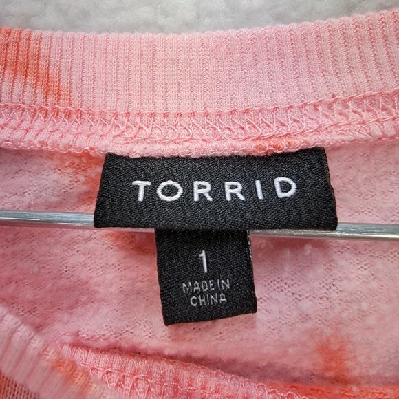 Torrid Pink Tie Dye Le Soleil Sun Moon Classic Round Neck Comfy Pullover Sweater - Picture 12 of 13